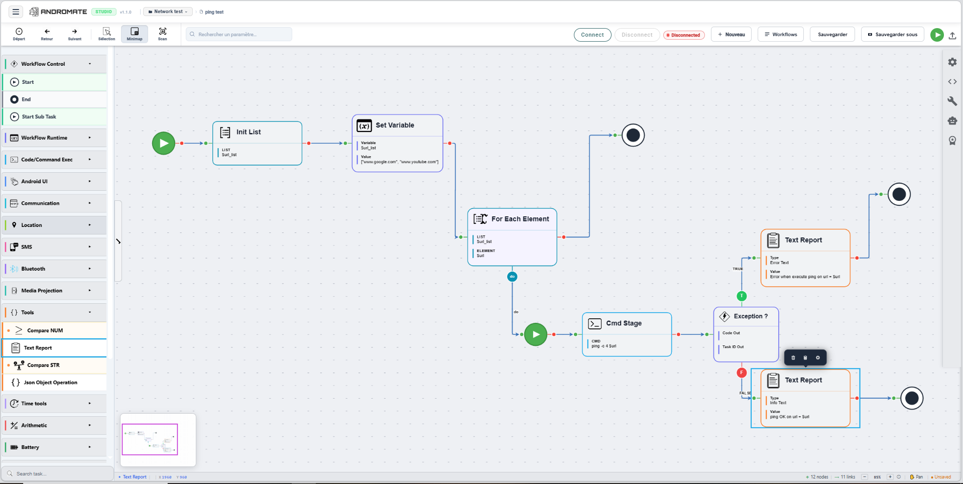 AndroMate Studio - a real workflow with loops, conditions and error handling